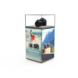 A brand new display concept: a crystal display stand with four LED screens
